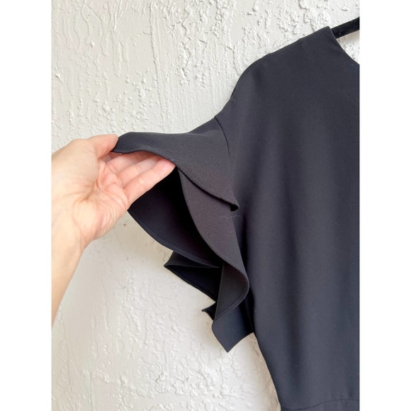 IRO Ruffled Crepe Singles Open V-Back Cropped Jumpsuit Black Women's FR/ 34 US 2 - Picture 4 of 8